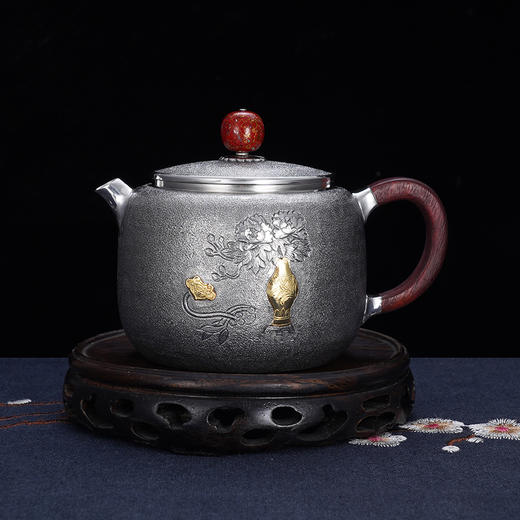 子佩集S999银【如意牡丹】提梁壶小茶壶公道杯摆件茶具套装【ZZ001】【ZZ002】【ZZ003】原创作品2311 商品图8