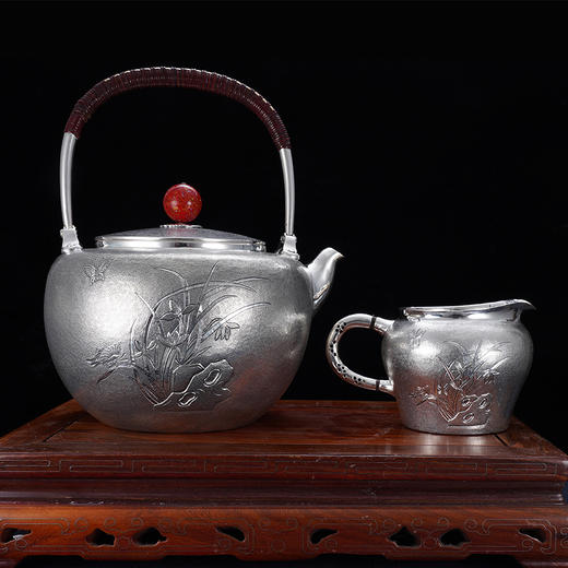 子佩集S999银【空谷幽兰】提梁壶小茶壶公道杯摆件茶具套装【ZJ021】【ZJ022】【ZJ023】2311 商品图9