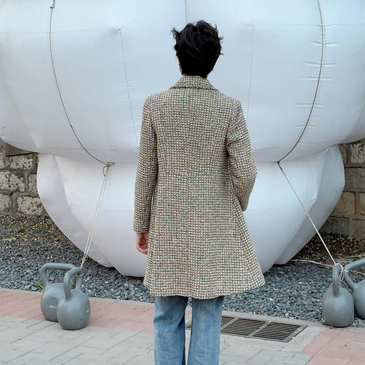 圣三利女装  气质优雅粗纺翻领珍珠扣大衣SL121D23 商品图2