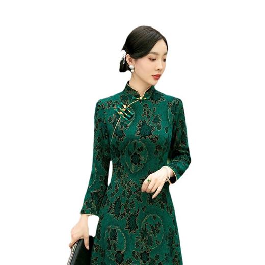 SYG-737旗袍冬款加厚水貂绒长款时尚显瘦复古高档连衣裙 商品图4