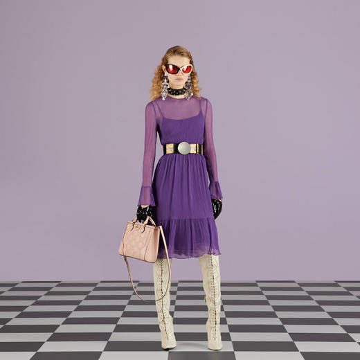 GUCCI 古驰 女士 GG Matelassé系列 皮革迷你提挎包 粉色 728309 UM8HG 5941 商品图3