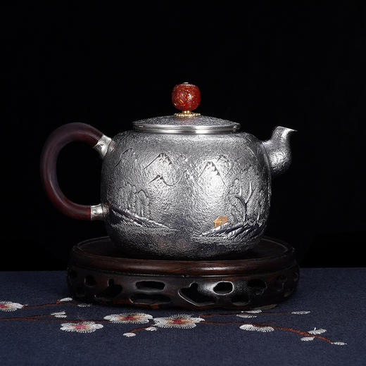 子佩集S999银【山林神秀】锤纹提梁壶小茶壶公道杯摆件茶具套装【HY005】【HY006】【HY007】2311 商品图6