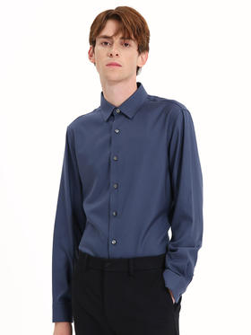 callisto银河蓝丝羊毛长袖衬衫 FSSTL225H