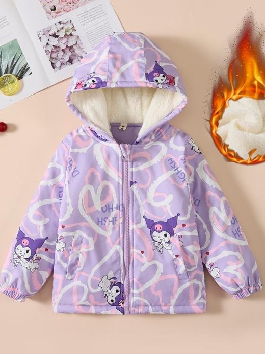 【欧美女童风衣新款，百搭冲锋衣外套】秋冬爱莎夹克加绒装连帽，儿童艾莎短款冲锋衣外套，内部加绒装饰提供额外的保护层，有效阻挡寒冷空气的侵入-QQ 商品图2