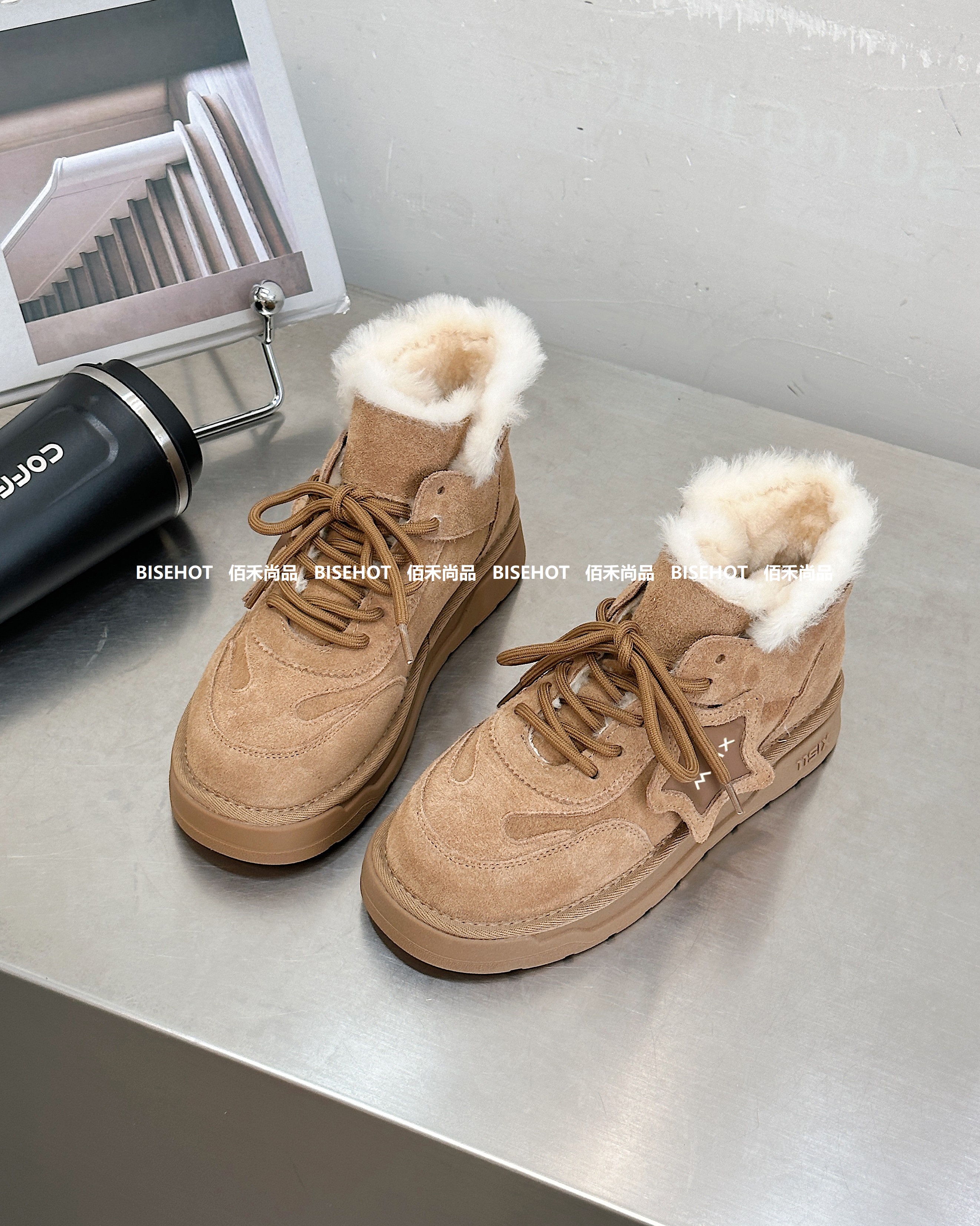 新品女士磨砂牛皮厚底高帮雪地靴938B35552（W）