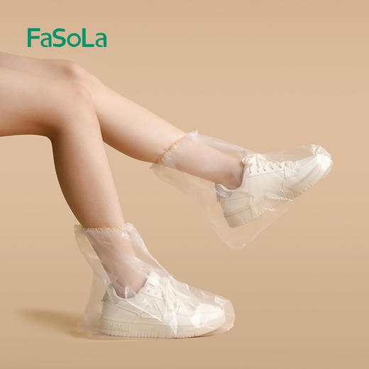 FaSoLa鞋套一次性雨鞋套儿童雨天防水防滑压缩卡片脚套成人便携加厚长款 商品图5