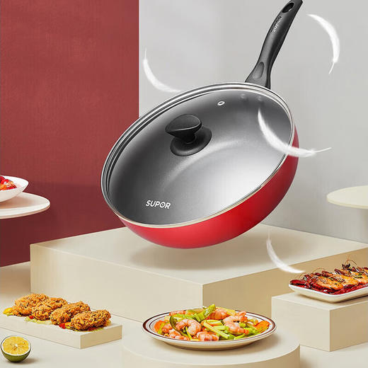苏泊尔（SUPOR）VJ28RP03 家用炒菜锅炫彩易洁不粘煎炒锅电磁炉燃气通用 28cm 商品图1