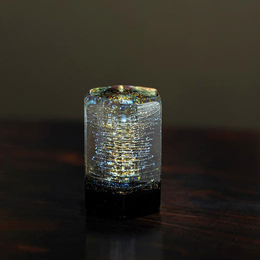 岚工坊六方晶面星空盖置 定制款耐热玻璃高端盖碗茶具配件高档手工摆件盖托 商品图1