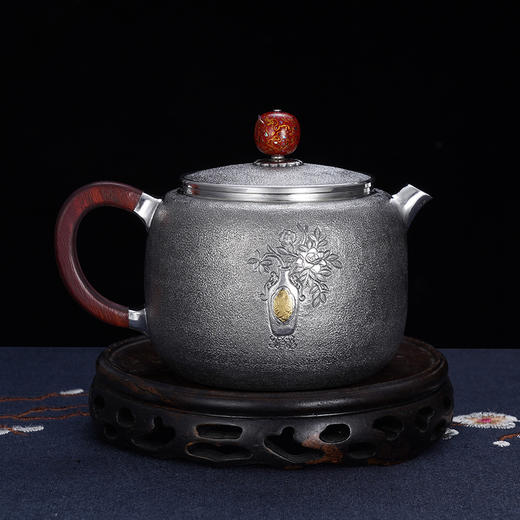 子佩集S999银【如意牡丹】提梁壶小茶壶公道杯摆件茶具套装【ZZ001】【ZZ002】【ZZ003】原创作品2311 商品图9