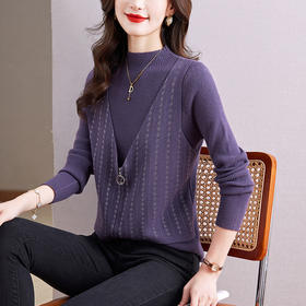 KQL E231N3289小众设计轻奢减龄假两件显瘦上衣