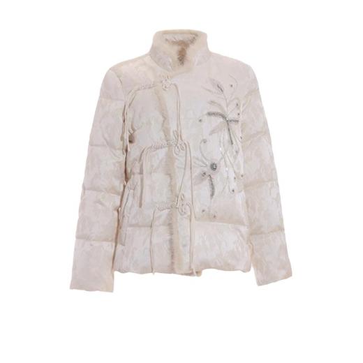 XYDYS7217 2023秋冬新中式女装唐装外套白色盘扣外套高级感国风白鸭绒羽绒服 商品图4