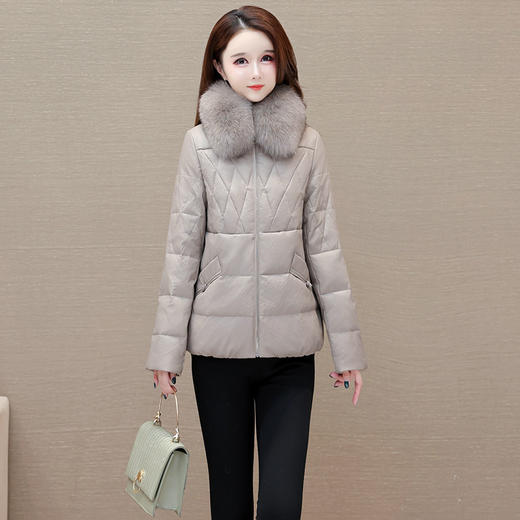 QYMLRX-613DIIYQ-Y毛领皮羽绒服2023年冬季新款加厚白鸭绒保暖羽绒服短款厚款外套 商品图1