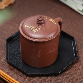 智慧-室雅人和紫砂杯420CC陶灵宜兴紫砂杯茶杯带盖杯子水杯男士泥绘纯手工全大容量室雅人和【不支持补差，非质量问题不退不换】S
