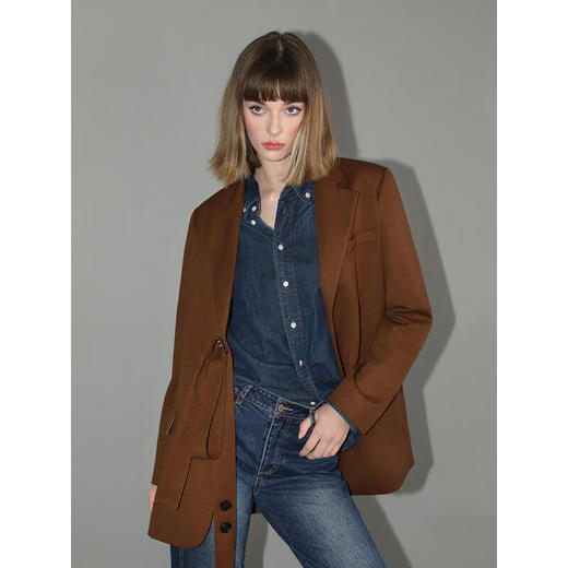 COCOBELLA美拉德穿搭开叉精纺西装多穿法腰带通勤西服SI3002 商品图3