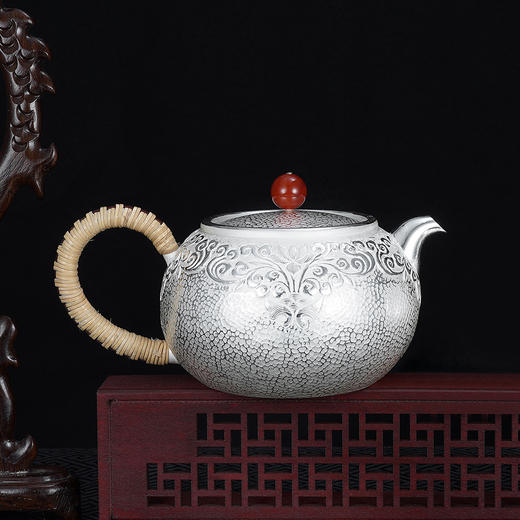 子佩集S999银【常相绕】锤纹提梁壶小茶壶公道杯摆件茶杯摆件茶具套装【AHYQ051】【YMT013】【YMT014】【YMT015】2311 商品图4