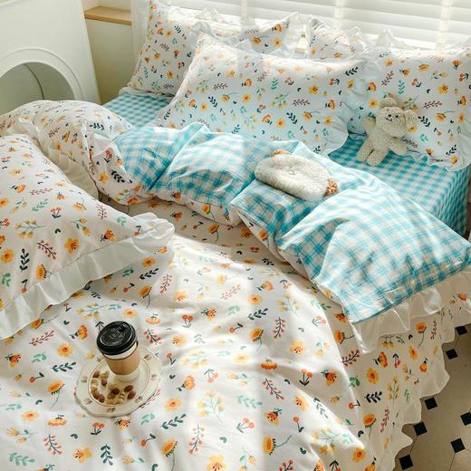 小清新四件套床上用品床单被套韩版水洗棉家用双人套件 商品图0