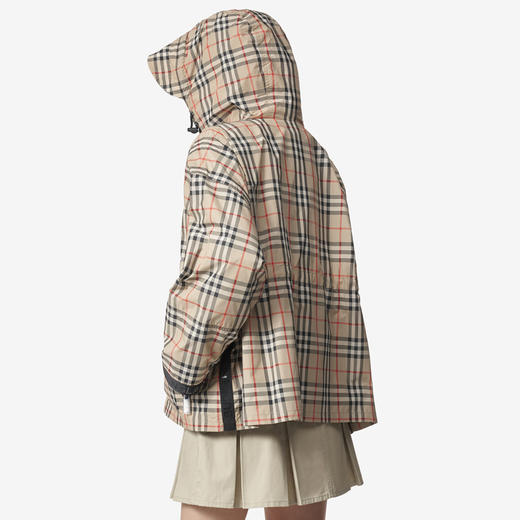 【一】BURBERRY 巴宝莉 女士徽标饰带格纹连帽夹克外套 格子 8062947 A7028 商品图3