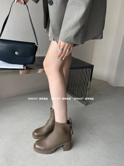 新品女士加绒粗跟防水台矮靴962B35526（W） 商品图5