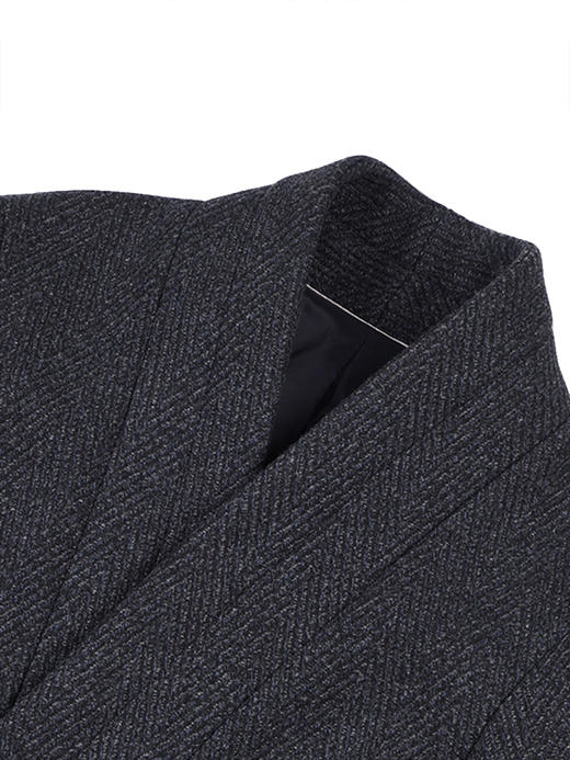 callisto藏青全绵羊毛无领面青团果领大衣 FSFEC038Y 商品图1