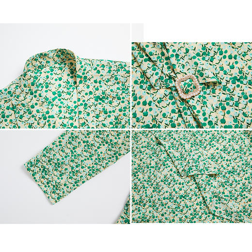 司歌雪纺长袖上衣衬衫印花蝴蝶结职业百搭小衫T881081 商品图1