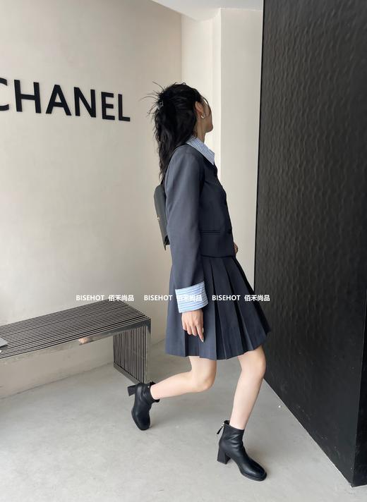 新品女士单层粗跟方头时尚矮靴962B35525（W） 商品图6