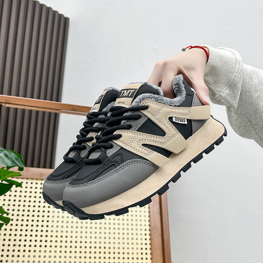 冬季新款【厚底老爹鞋】休闲百搭学生运动鞋女 加绒加厚棉鞋  商品图2