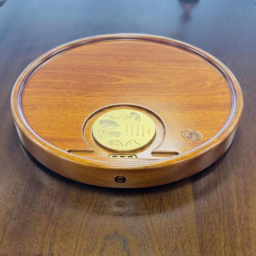 龙福刚果花梨迎客松圆形茶盘（约40*40cm） 商品图0