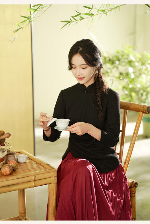 逸红颜明月优选#『虹鸢/祥雲』冬季优雅穿搭秘籍，弹力针织毛呢百褶裙 商品图6