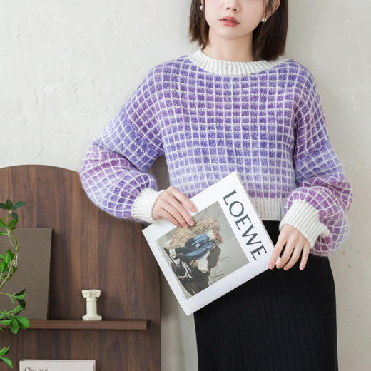 苏苏姐家泡泡糖格子毛衣手工 编制自制DIY材料包毛线团打发时间 商品图3