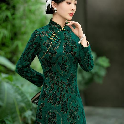 SYG-737旗袍冬款加厚水貂绒长款时尚显瘦复古高档连衣裙 商品图3