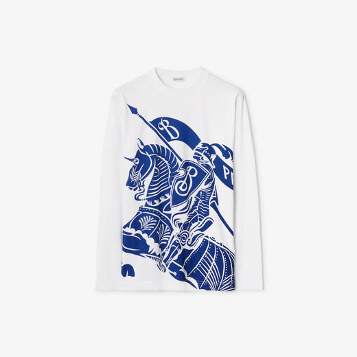 BURBERRY 巴宝莉 女士马术骑士徽标棉质圆领长袖T恤 白色 8077669 A1464 商品图0