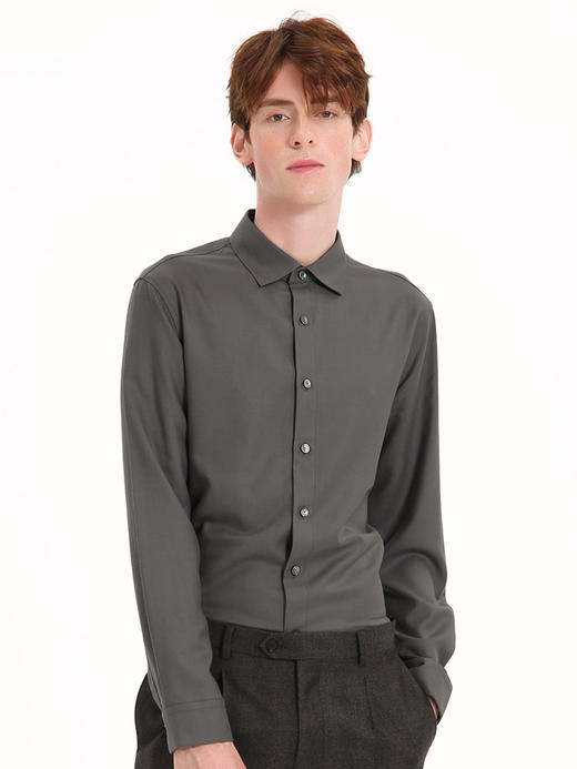 callisto绿色丝羊毛混纺长袖衬衫 FSSTL229H 商品图0