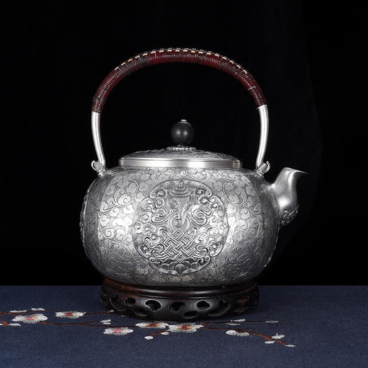 子佩集S999银【八宝祥瑞】提梁壶小茶壶公道杯摆件茶具套装【ZJ014】【ZJ015】【ZJ016】2311 商品图3