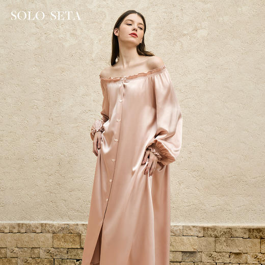 Solo setaSolo seta重磅真丝连衣睡裙女长袖桑蚕丝可外穿家居服2025秋冬款 商品图0