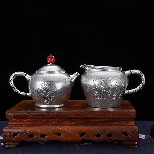子佩集S999银【空谷幽兰】提梁壶小茶壶公道杯摆件茶具套装【ZJ021】【ZJ022】【ZJ023】2311 商品图7