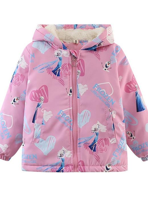 【欧美女童风衣新款，百搭冲锋衣外套】秋冬爱莎夹克加绒装连帽，儿童艾莎短款冲锋衣外套，内部加绒装饰提供额外的保护层，有效阻挡寒冷空气的侵入-QQ 商品图4