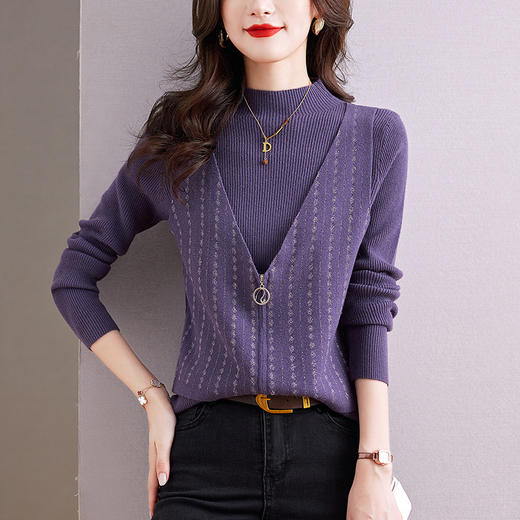 KQL E231N3289小众设计轻奢减龄假两件显瘦上衣 商品图3