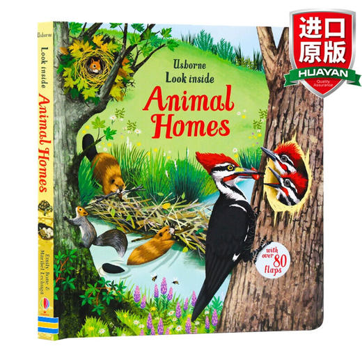 Look Inside: Animal Homes 英文原版绘本 偷偷看之动物的家 英文版 纸板书 商品图0