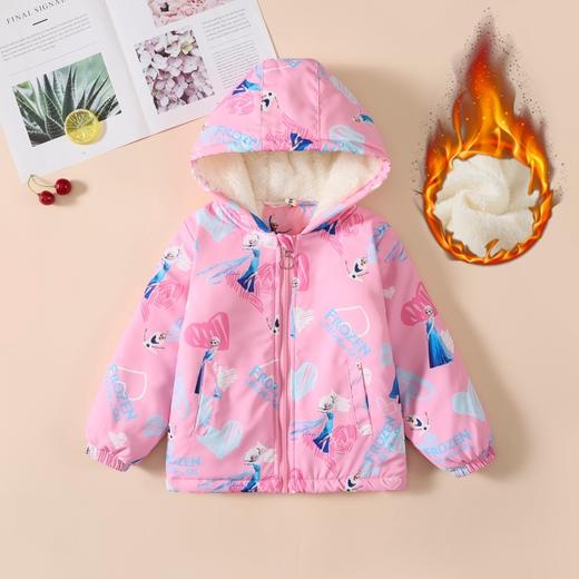 【欧美女童风衣新款，百搭冲锋衣外套】秋冬爱莎夹克加绒装连帽，儿童艾莎短款冲锋衣外套，内部加绒装饰提供额外的保护层，有效阻挡寒冷空气的侵入-QQ 商品图6