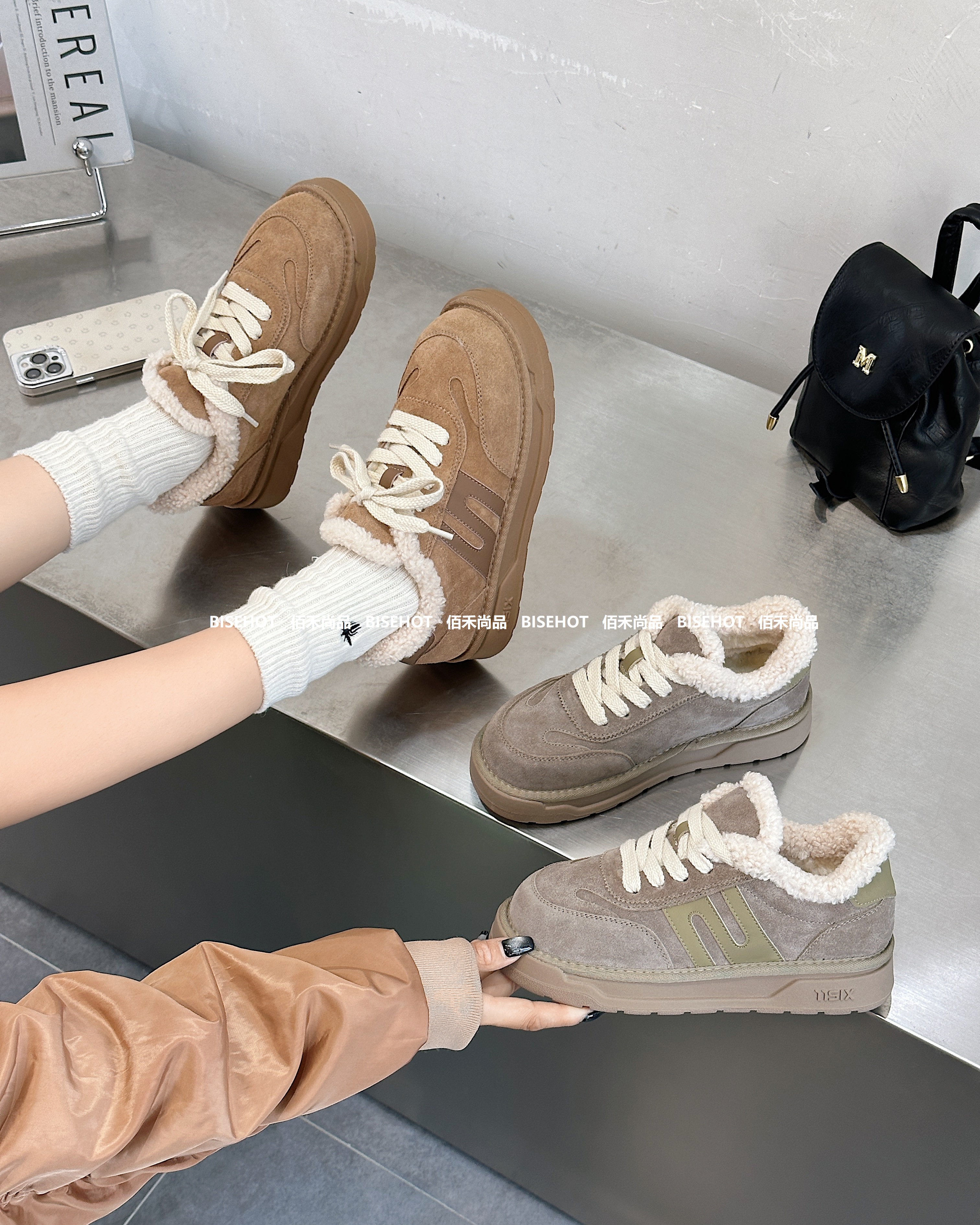 新品女士磨砂牛皮加绒厚底雪地靴938B35550（W）