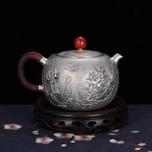 子佩集S990银【君子爱莲】提梁壶小茶壶公道杯摆件茶具套装【HY001】【HY002】【HY003】原创作品2311 商品图8