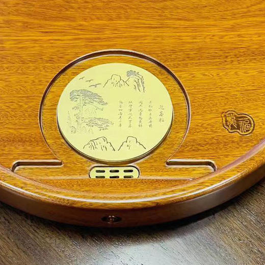 龙福刚果花梨迎客松圆形茶盘（约40*40cm） 商品图5