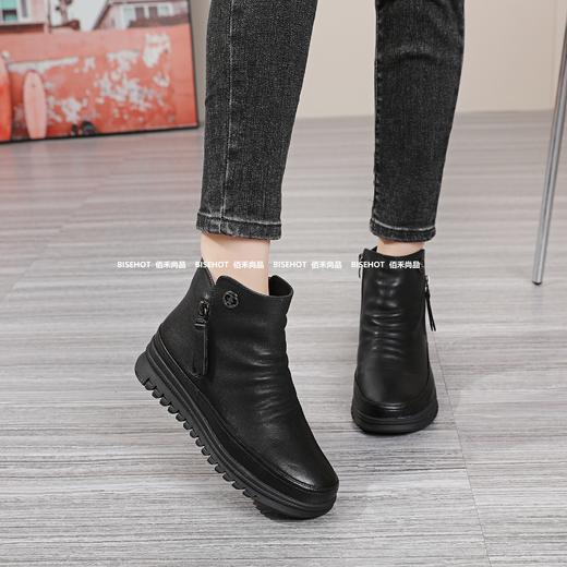 新品女士牛皮一脚蹬宽松版型增高女矮靴803B35576（W） 商品图4