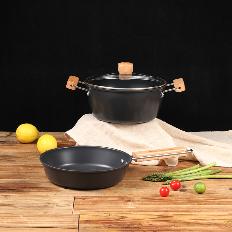 神田钛铁汤锅煎锅套装组合 汤锅煎锅22cm