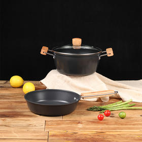 神田钛铁汤锅煎锅套装组合 汤锅煎锅22cm