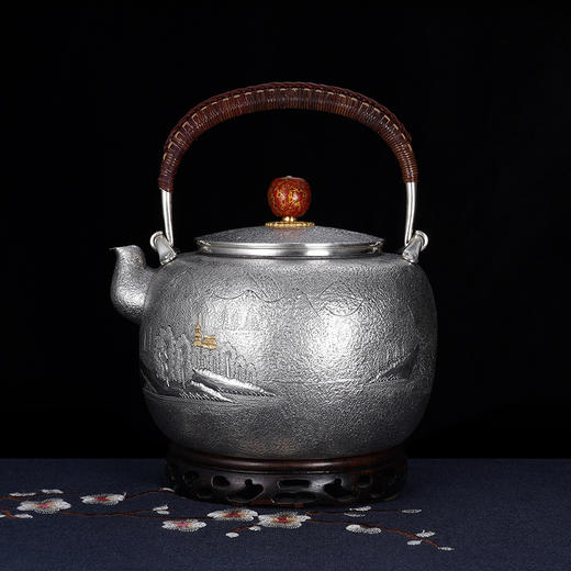 子佩集S999银【山林神秀】锤纹提梁壶小茶壶公道杯摆件茶具套装【HY005】【HY006】【HY007】2311 商品图3