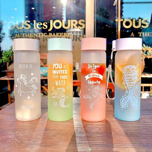 磨砂渐变色玻璃杯创意星空单层水杯简约潮流成人学生直饮便携杯子 商品图3