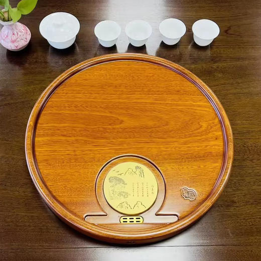 龙福刚果花梨迎客松圆形茶盘（约40*40cm） 商品图6