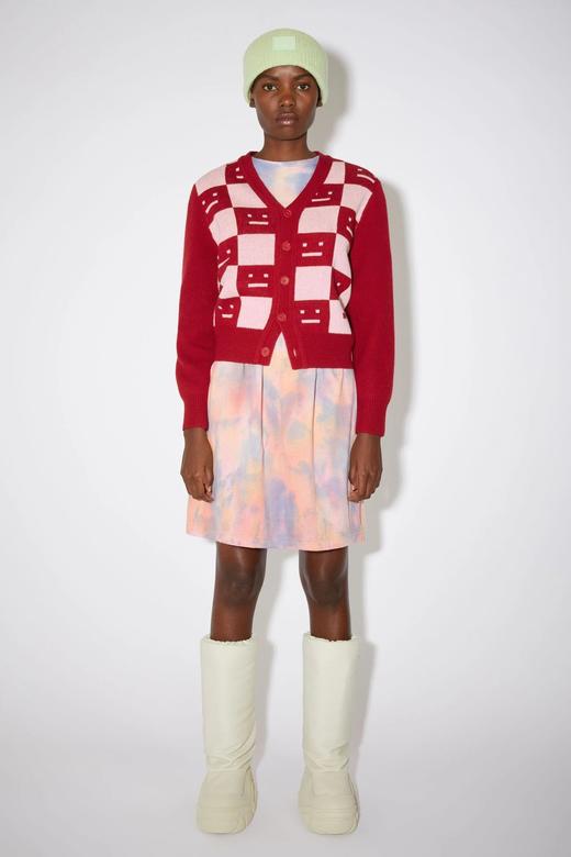 A.S 粗针棋盘格笑脸毛衣开衫 情侣款 MY107 商品图3