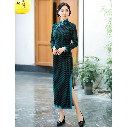 SYG-696旗袍2024新款年轻款高端气质改良高级感日常高贵九分袖秋冬女 商品图1